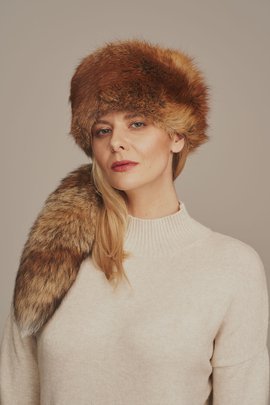 Women's red fox fur hat